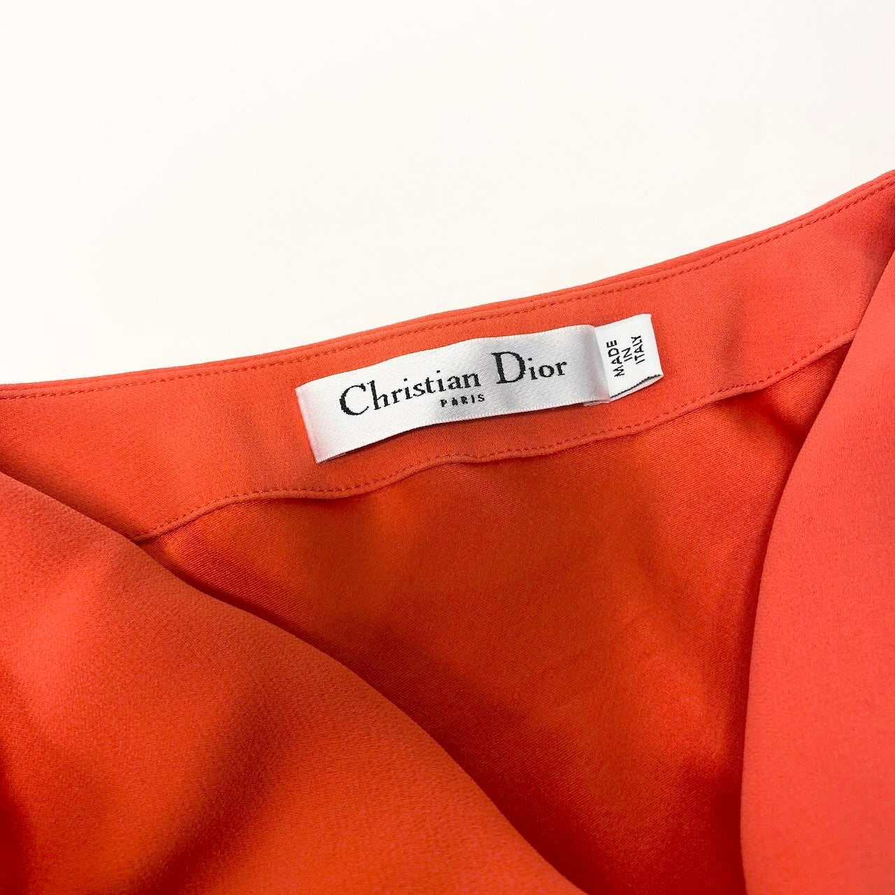 20c24 【美品】Christian Dior クリスチャンディオール シルクドレスワンピース ノースリーブドレスワンピース ドレープ 40サイズ オレンジ レディース 女性用u02t