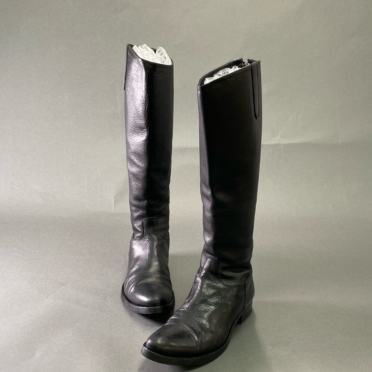 2j11 JIL SANDER ジルサンダー バックジップ ロングブーツ 36 1/2 ブラック レザー シューズ イタリア製