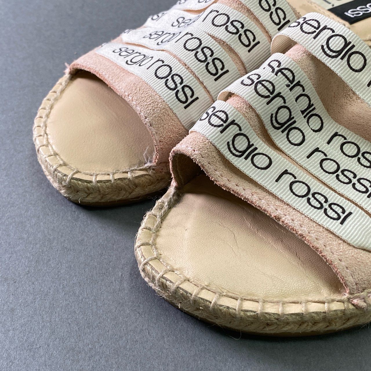 4f6 定価¥41.800 Sergio Rossi セルジオロッシ × MANEBI マネビ srアディクション エスパドリーユ サンダル 39 ピンク スエード シューズ