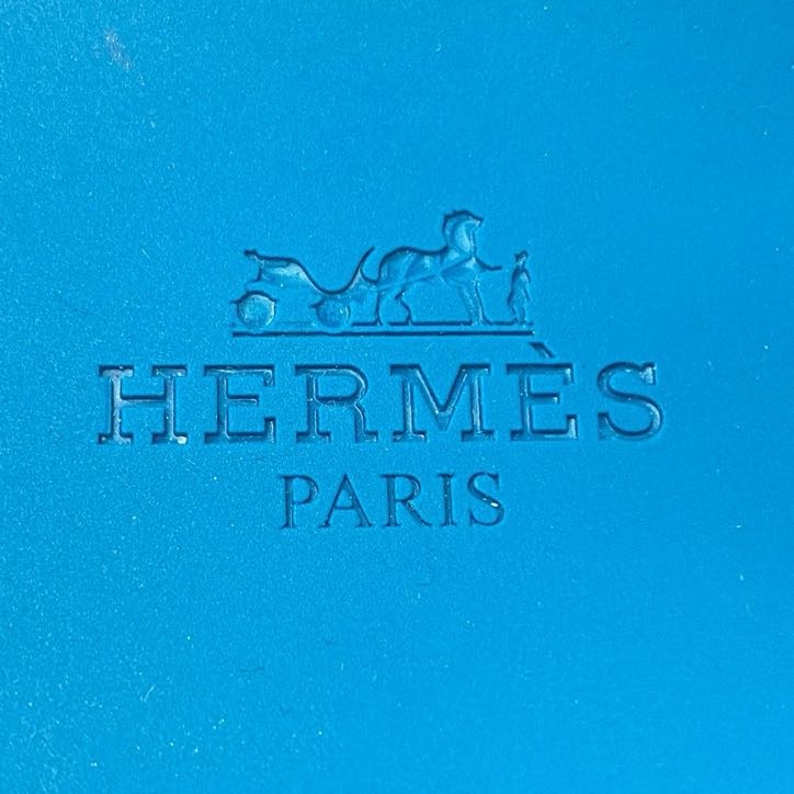 3d3 《未使用品》 HERMES エルメス ALOHA アロハ シェーヌダンクル サンダル 38 ブルー ラバー フラット シューズ イタリア製 夏