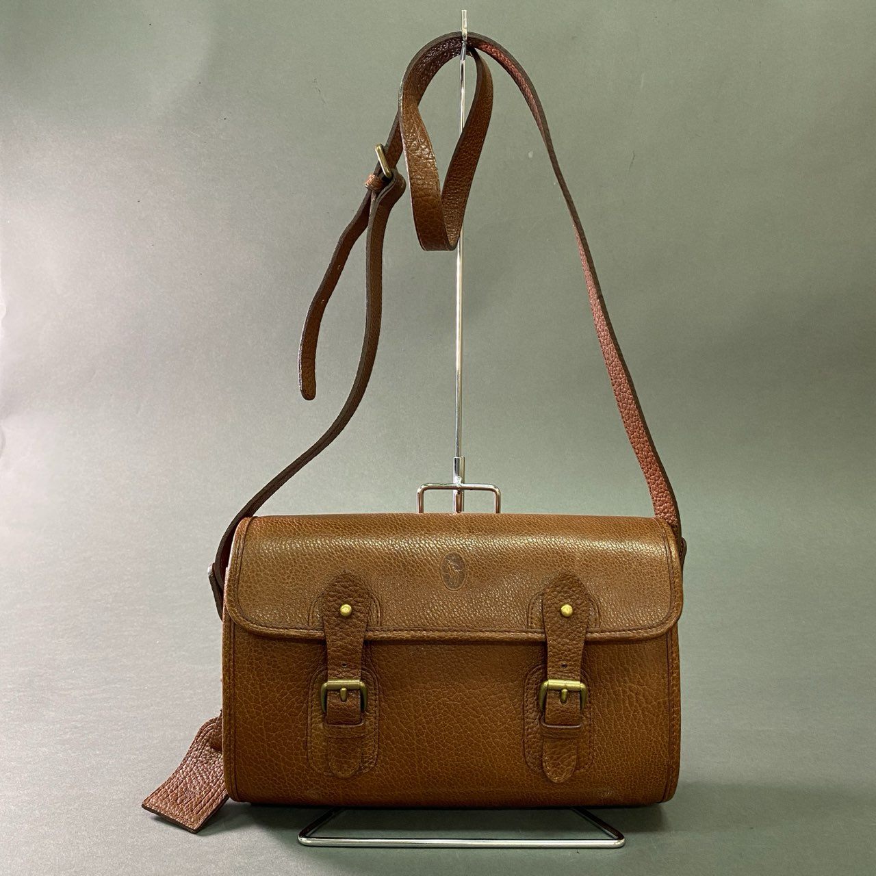 Db28 RALPH LAUREN ラルフローレン ショルダーバッグ レザーバッグ ワンポイント ロゴ型押し オールレザー ブラウン 本革