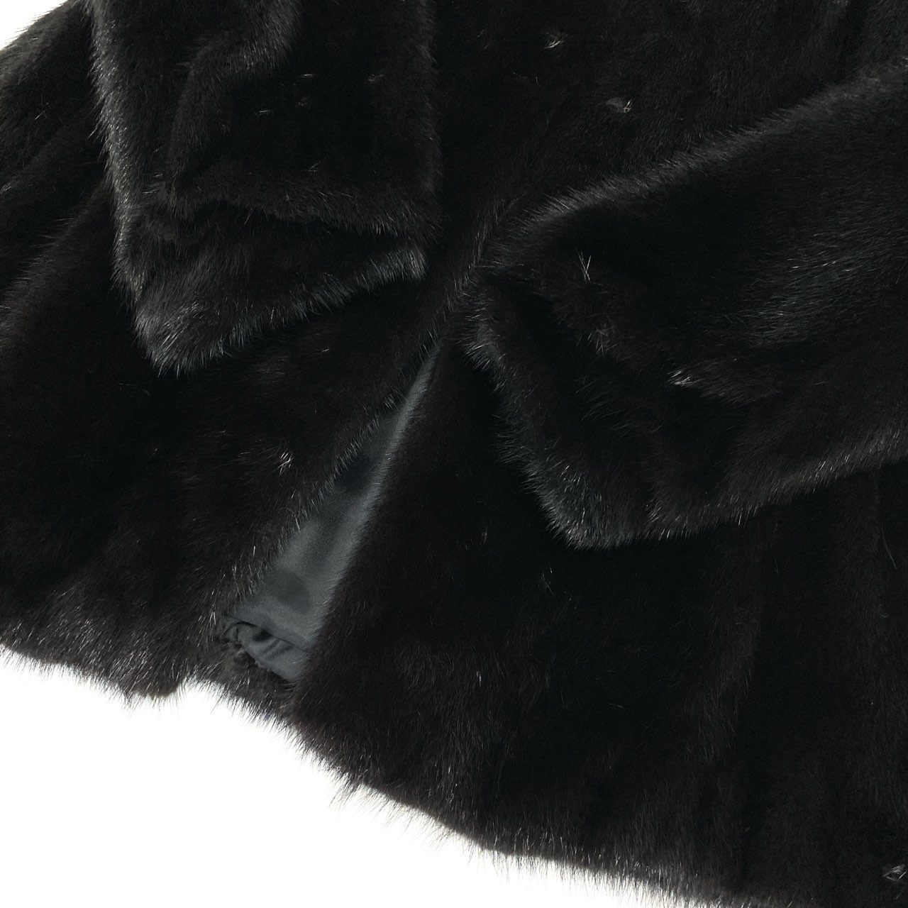 15f27 《美品》 毛皮コート ダークミンク DARK MINK 15 ブラック 本毛皮 リアルファー