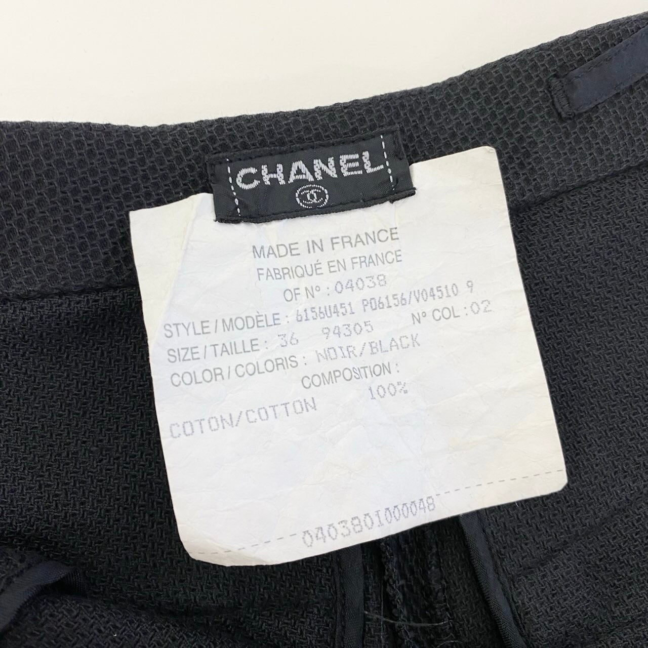 Cf9 CHANEL 1996年 ハーフパンツ ボトムス フランス製 36サイズ ブラック コットン100% レディース 女性用u02tu02t