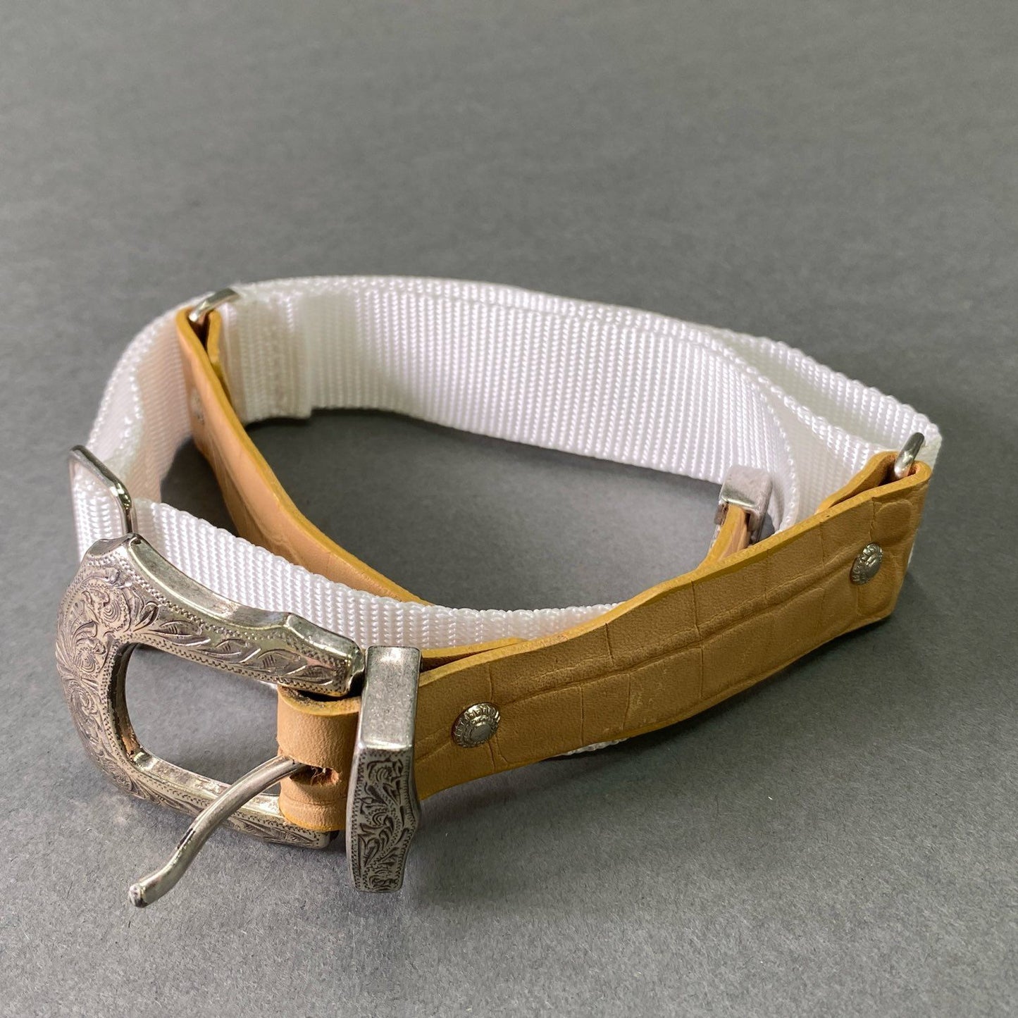 e8 TOGA PULLA トーガ プルラ Leather nylon belt レザー ナイロンベルト TP92-AH276 ベージュ ホワイト メタルピース