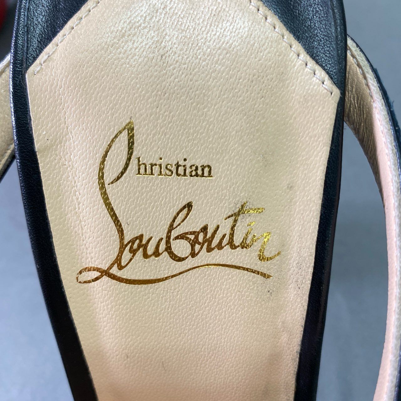 1d22 Christian Louboutin クリスチャンルブタン パイソン マスク ヒールサンダル 37 ブラック レザー スタッズ シューズ 夏 イタリア製