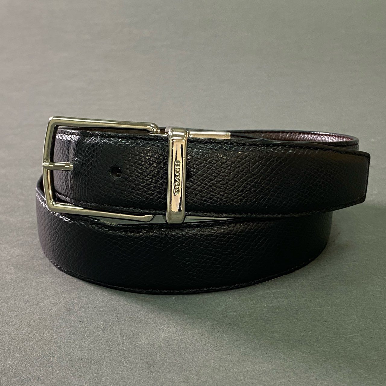 b12 COACH コーチ ピンバックル レザーベルト 約79.5-89.5cm ブラック Leather フォーマル ビジネス スーツ