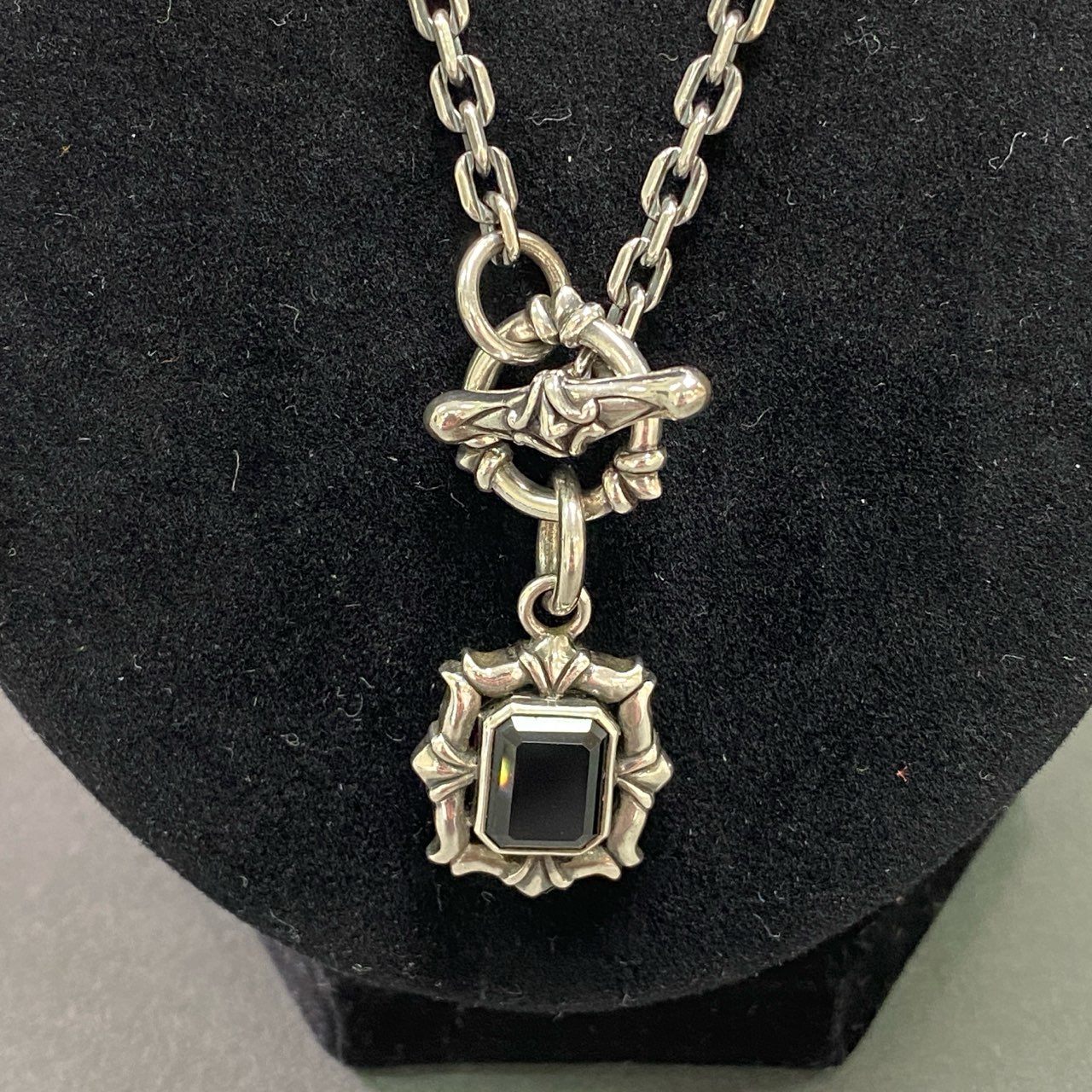 c26 Bizarre ビザール オニキス × シルバー マンテルネックレス 925 30.7g SILVER アクセサリー ジュエリー
