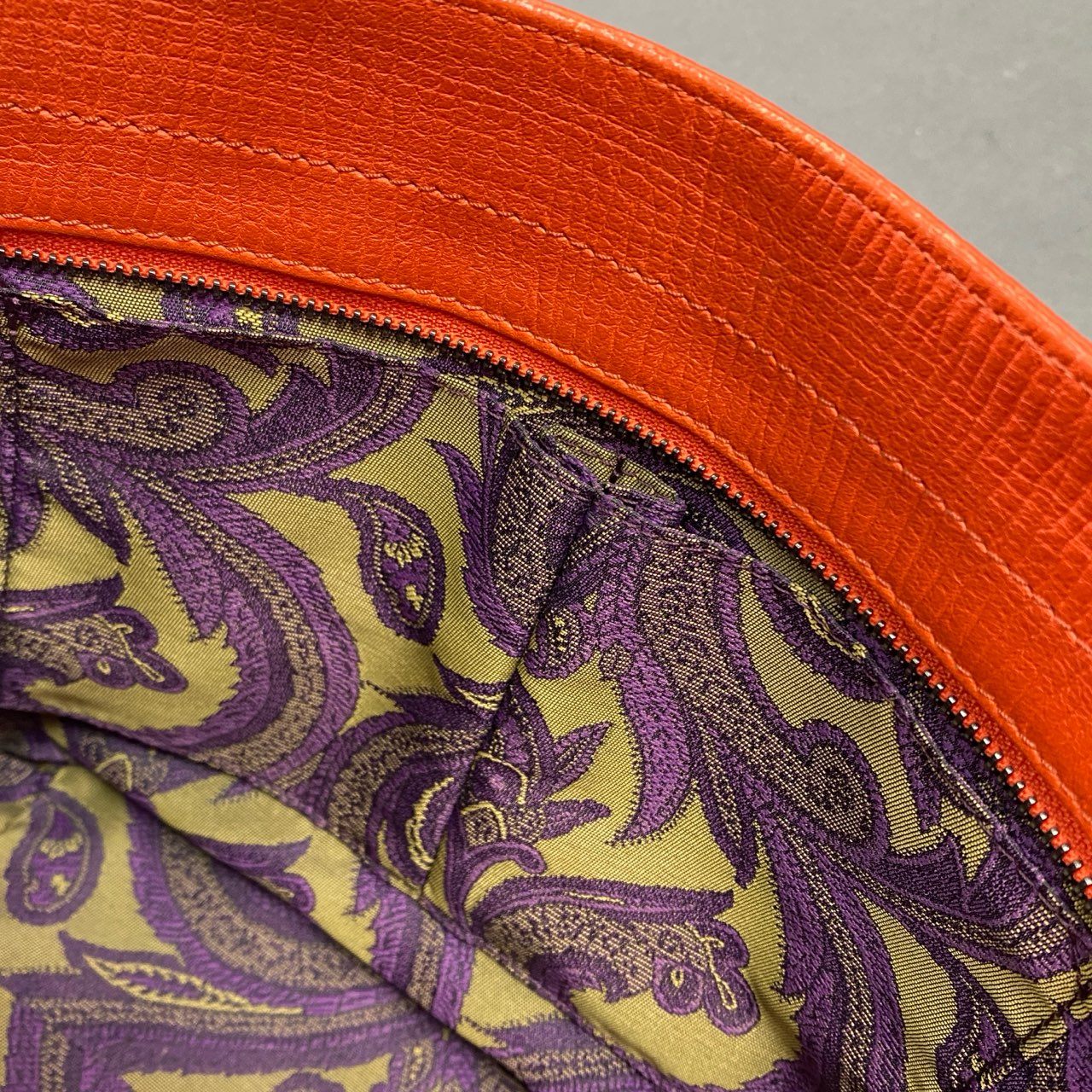Cb7 ETRO エトロ レザーハンドバッグ ショルダーバッグ 2way オレンジ チェーンハンドル 保存袋付属 オレンジ 本革