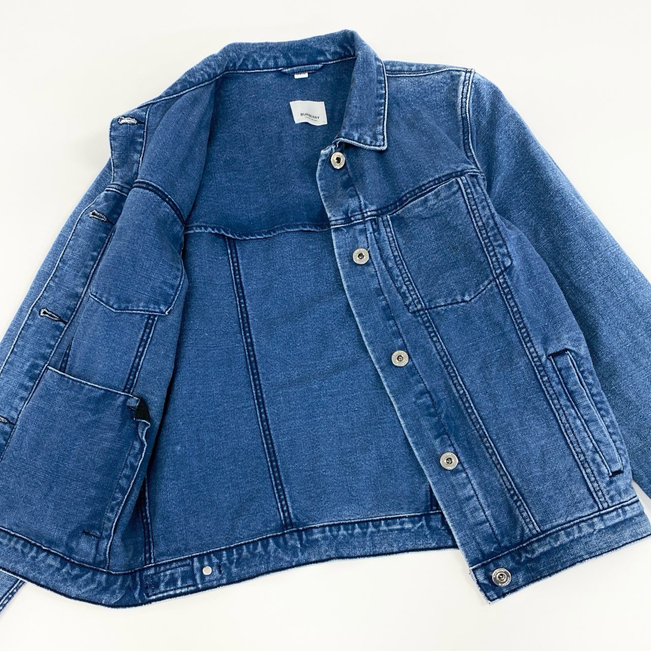 55f5 BURBERRY バーバリー デニムジャケット Gジャン 袖プリント アウター キッズ 子供服 レディース 8015231 14Y/164cm インディゴブルー
