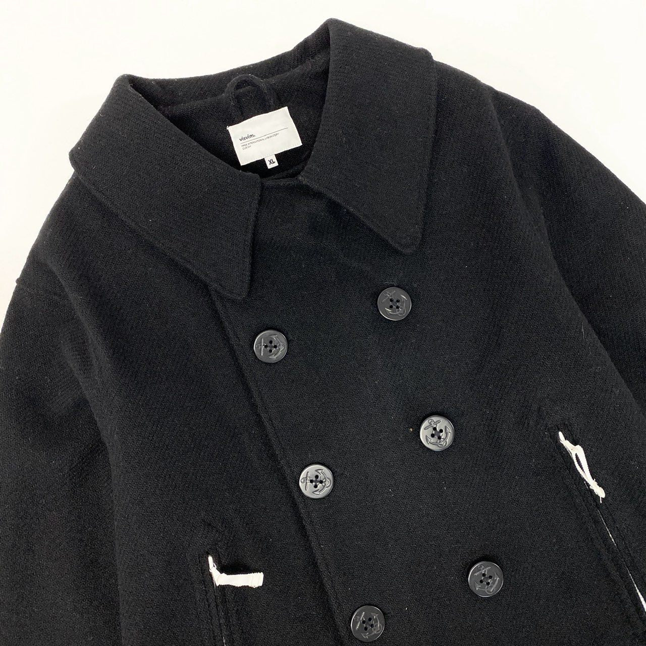 73j28 visvim. ヴィズヴィム 大きいサイズ Harris Tweed ハリスツイード 1LIEUTENANT COAT 3L Pコート ピーコート  GORE-TEX  XL ブラック ウールo07t