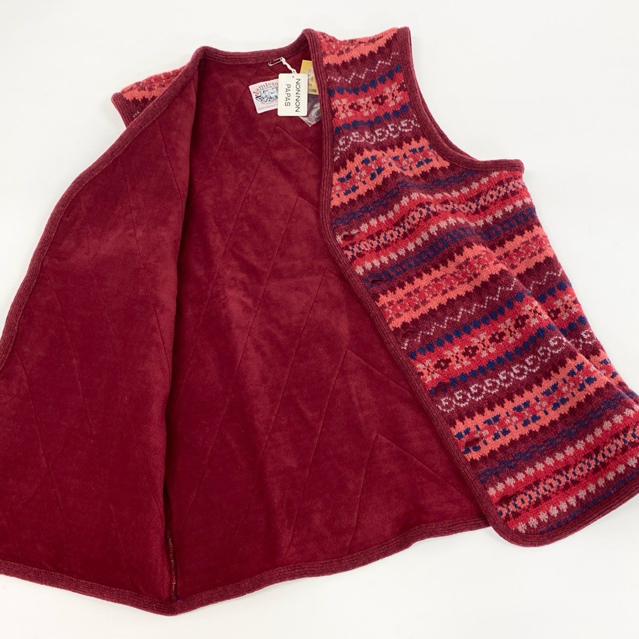 75f24 《極美品》定価¥73.290 Jamieson’s ジャミーソンズ Papas パパス ウールベスト F レッド 日本製