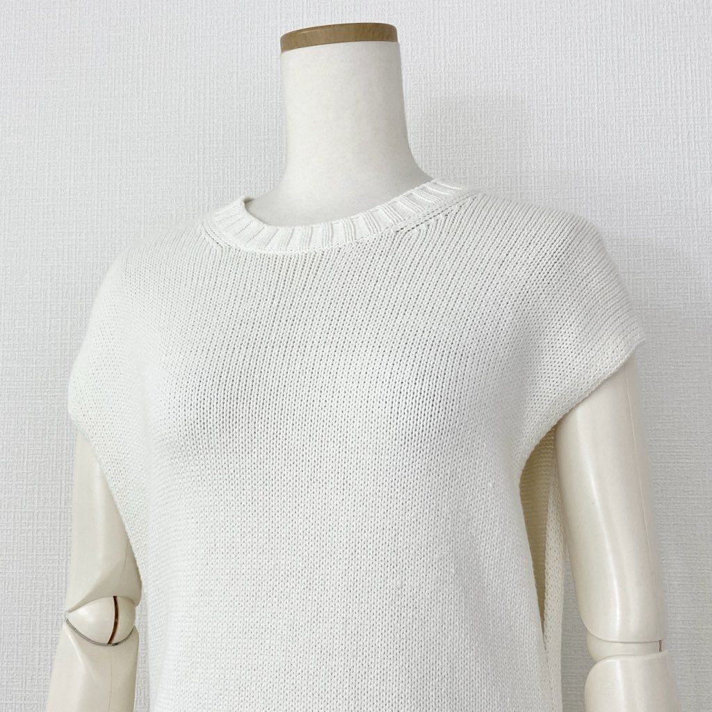 14d7 JOSEPH ジョゼフ ニットベスト S6169400702 S ホワイト サイドスリット リボン Knit Vest 春夏