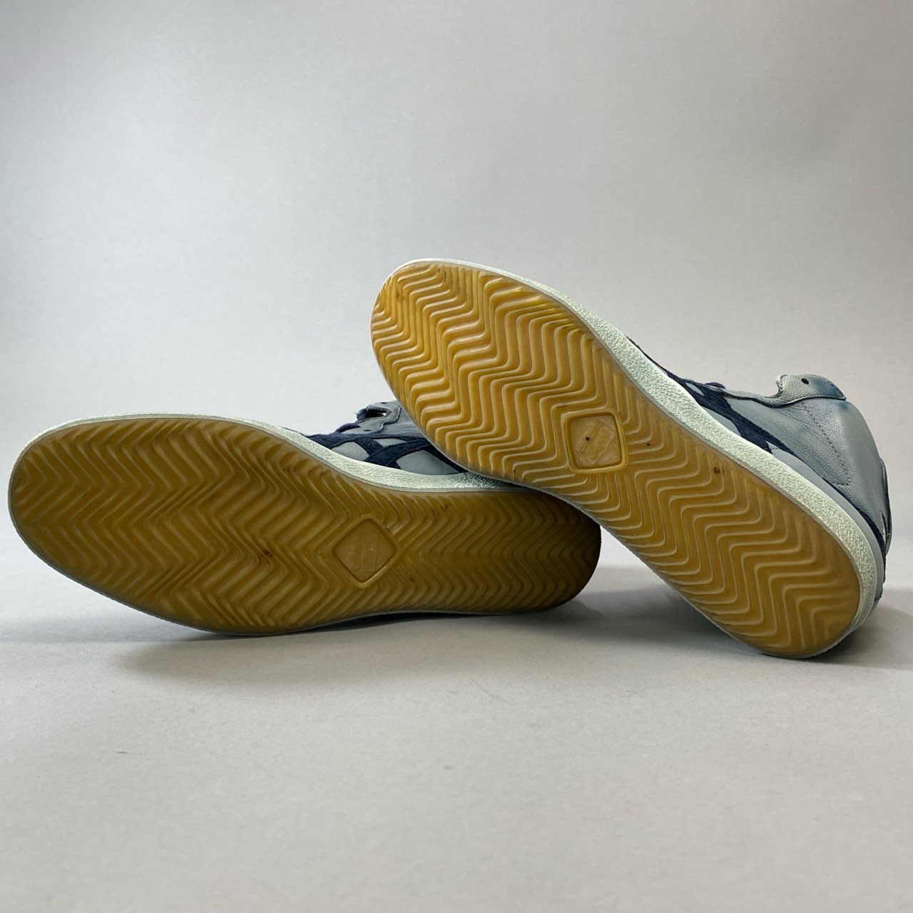 1h15《美品》COACH コーチ × Onitsuka Tiger オニツカタイガー 染め加工 ヴィンテージライク ハイカットスニーカー 26cm ブルー レザー シューズ コラボ 日本製t18r