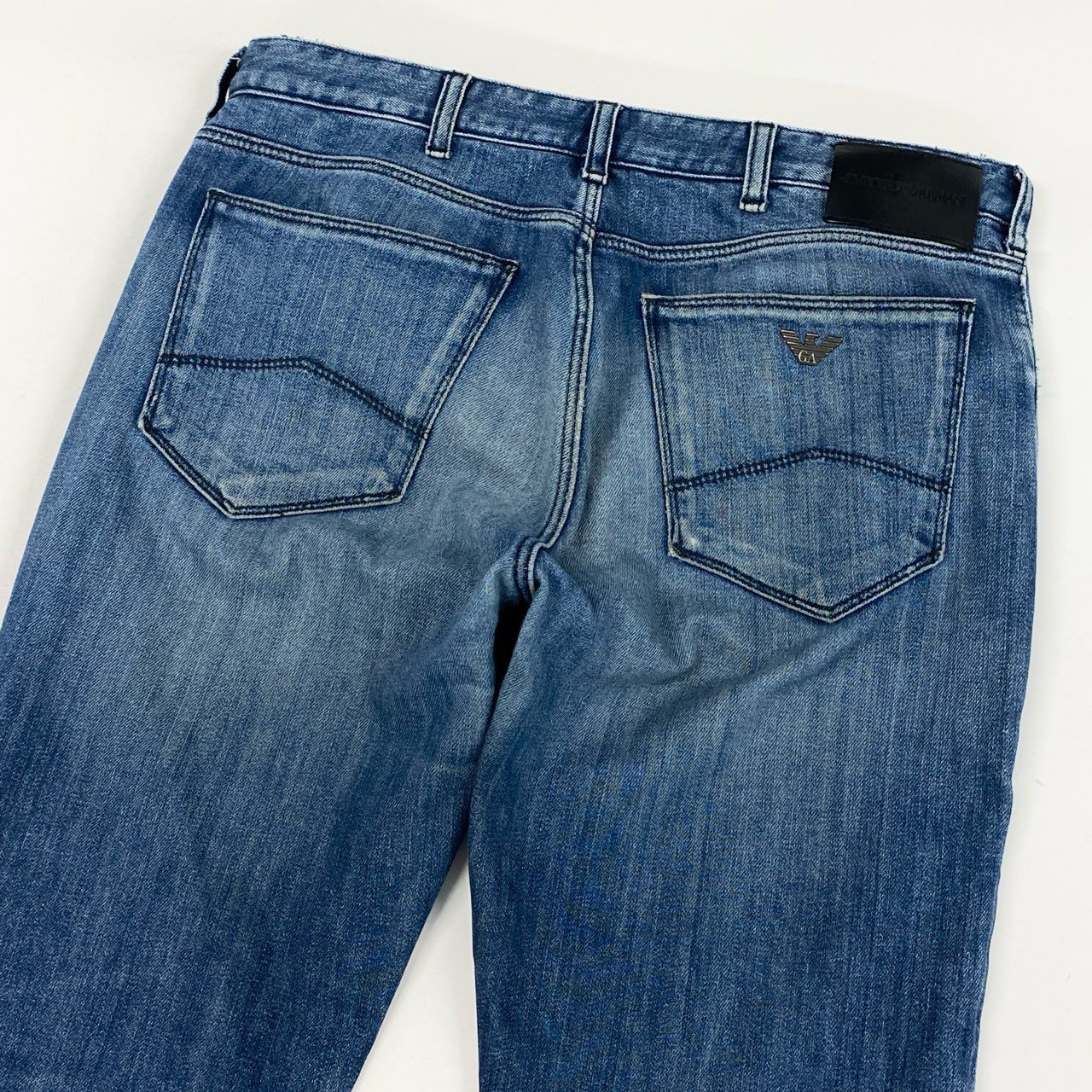 83i3 EMPORIO ARMANI エンポリオアルマーニ ダメージ加工 スキニーデニムパンツ ボトムス ジーンズ 31 インディゴブルー コットン メンズo07t