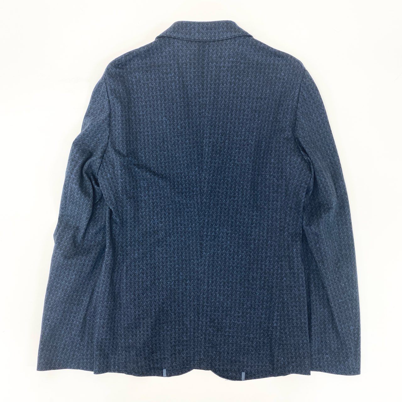 80j17 《未使用品》EMPORIO ARMANI エンポリオアルマーニ テーラードジャケット シングルジャケット 二釦 ヘリンボーン 91G87S 46サイズ ネイビー メンズk02i