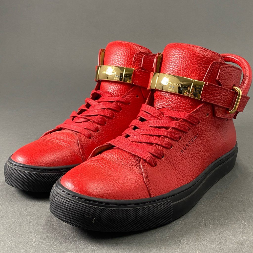 1f2 BUSCEMI ブシェミ バックルハイカットレザースニーカー 41 レッド カデナデザイン イタリア製 シューズ – VALUE STOCK  MALL