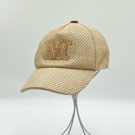 i4 《美品》 MAX MARA マックスマーラ 25SS Jez Baseball Cap ジェズ ベースボールキャップ ベージュ ロゴ刺繍 帽子 サイズ調節可能t18r