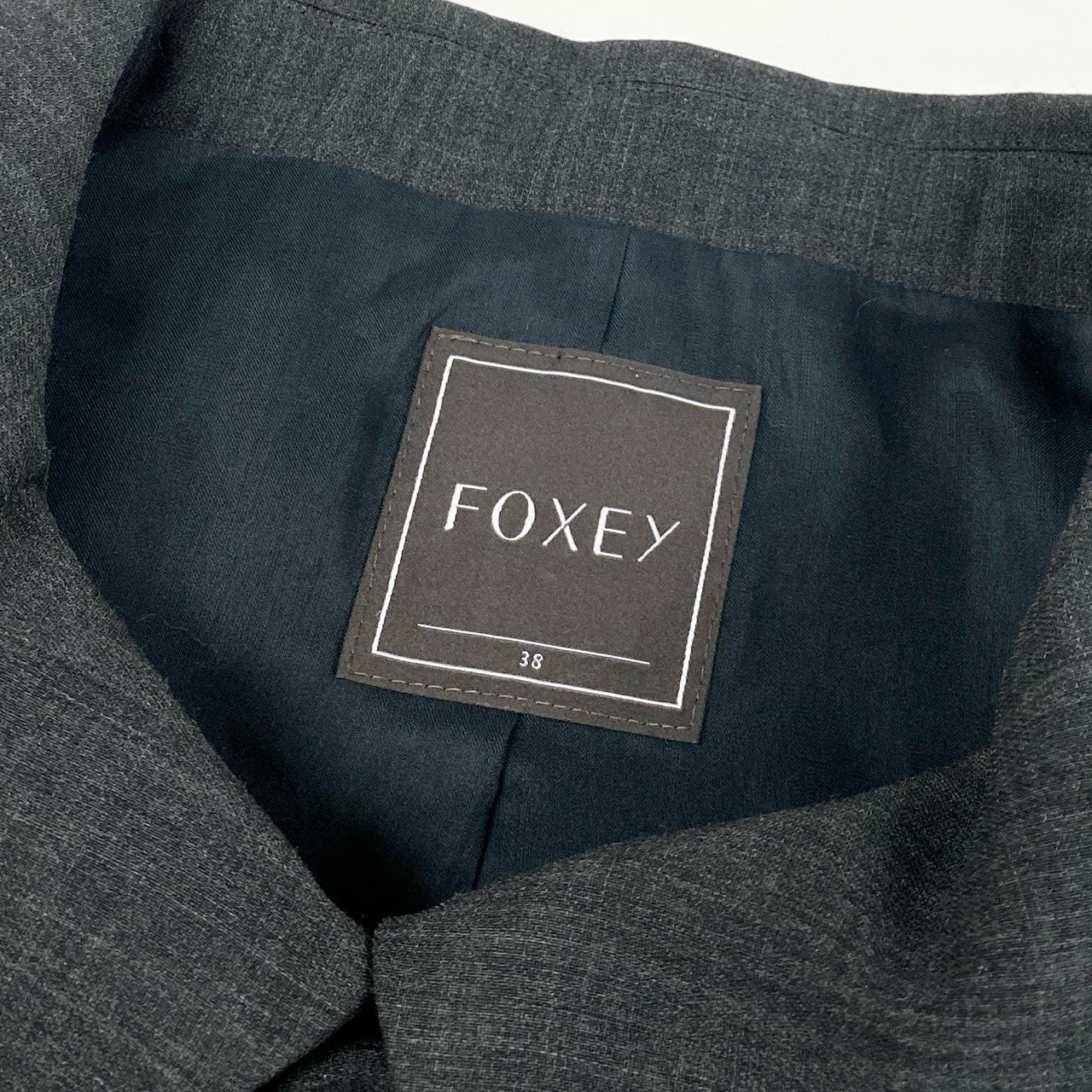 52d10 《美品》 FOXEY フォクシー フォーマルジャケット テーラードジャケット ブレザー サイズ38 グレー レディース 日本製