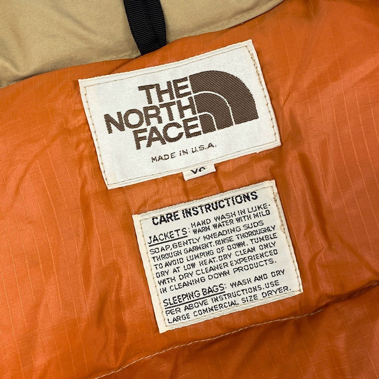 9h4 THE NORTH FACE ザノースフェイス 70s~80s USA製 茶タグ VINTAGE ダウンジャケット アウター XS ベージュ 画像参照 メンズk02i