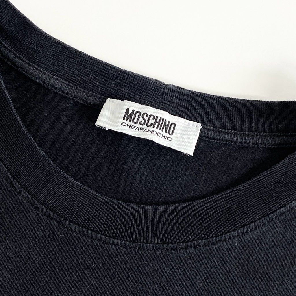 19c24 MOSCHINO CHEAPANDCHIC モスキーノ チープアンドシック BONE CHIC プリントTシャツ 38 ブラック TEE カットソー 夏