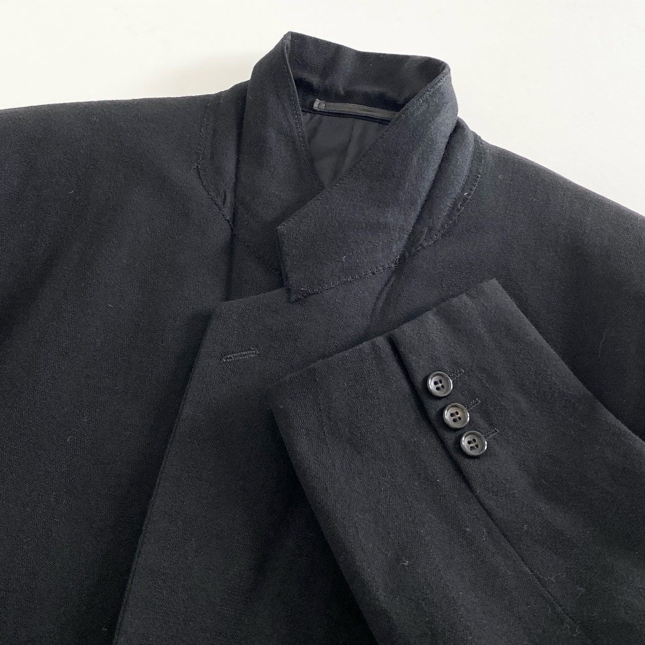 31h30 90s COMME des GARCONS HOMME コムデギャルソンオム 縮絨ウール テーラードジャケット ブレザー ストライプ HJ-05021L L ブラック ウール100% AD1992 メンズ