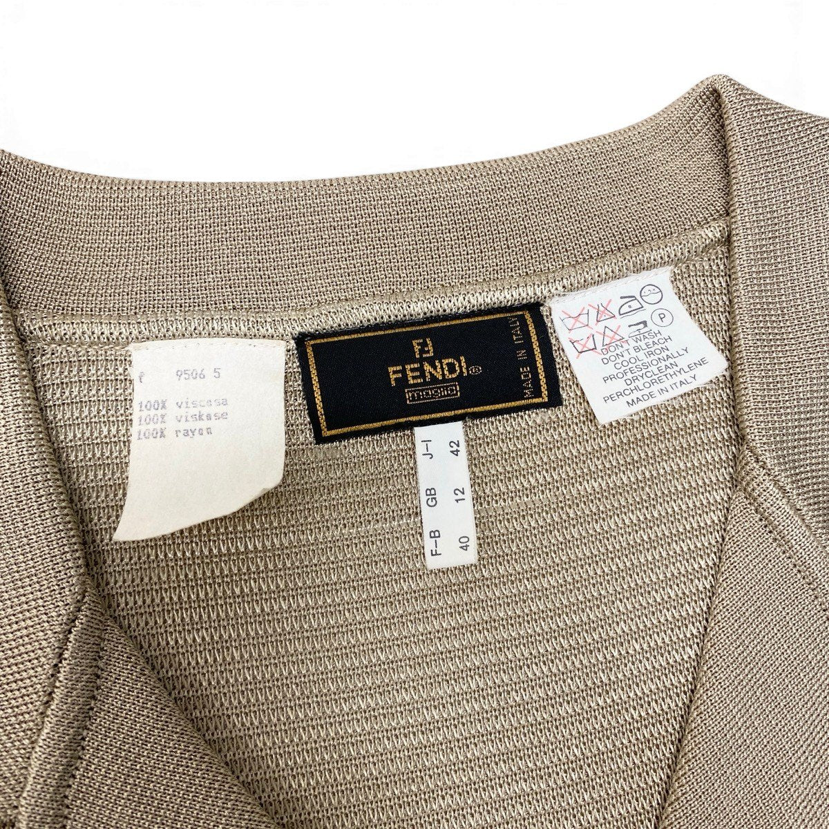 If26 FENDI フェンディ 半袖ニットポロシャツワンピース FFロゴボタン イタリア製 レディース 女性用 9506 5 FB40 ベージュu02tu02t