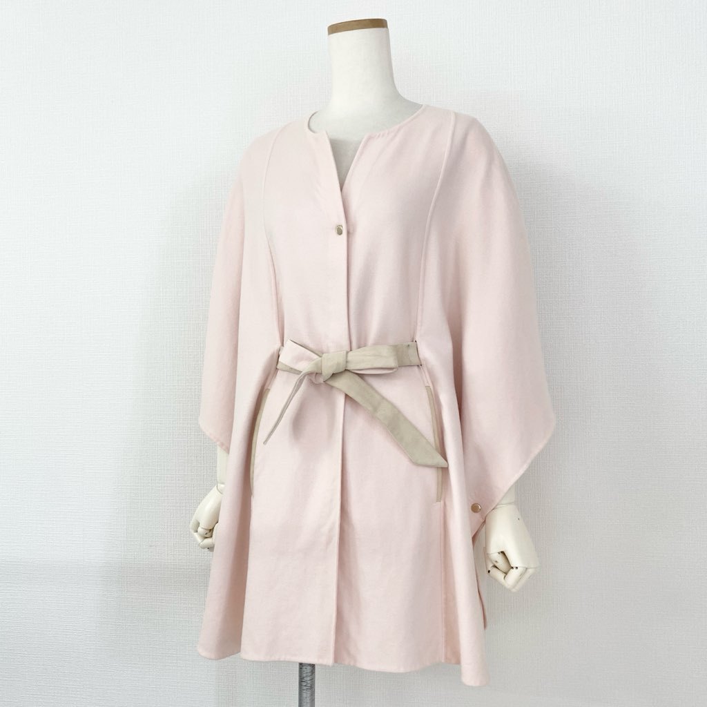 63g2 イタリア製 Loro Piana ロロピアーナ カシミヤポンチョ ケープ フリーサイズ ピンク カシミヤ100% レディース 婦人
