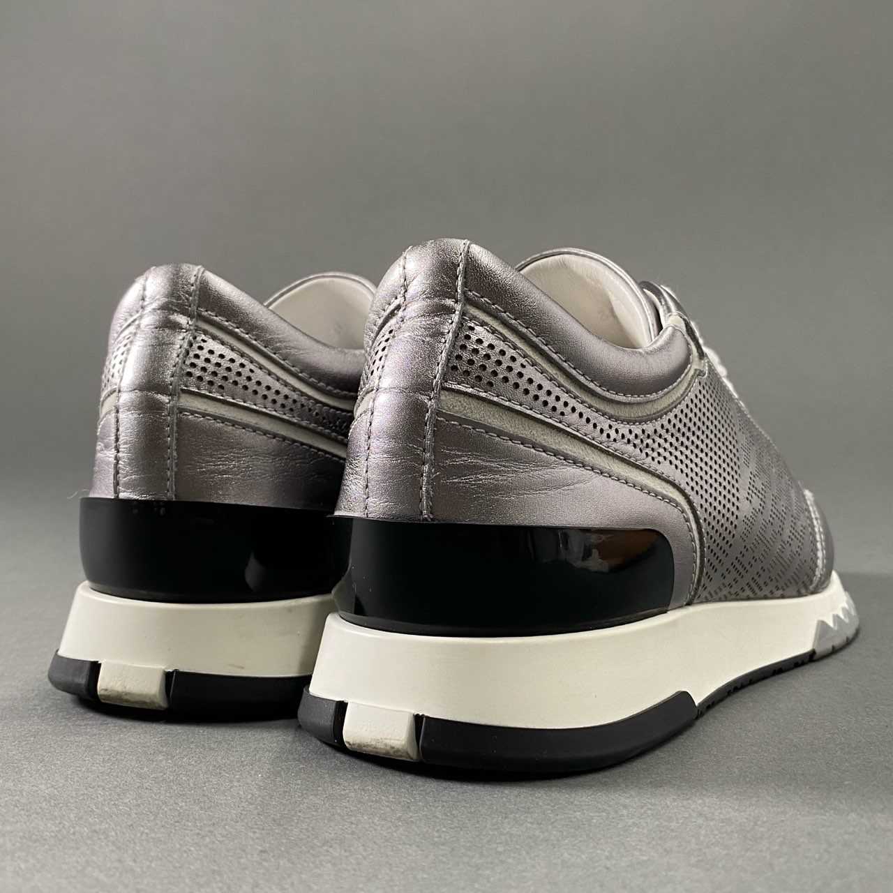 1i20 HERMES エルメス イタリア製 ADDICT C-アディクト Hロゴ ローカットスニーカー シューズ 38 シルバー