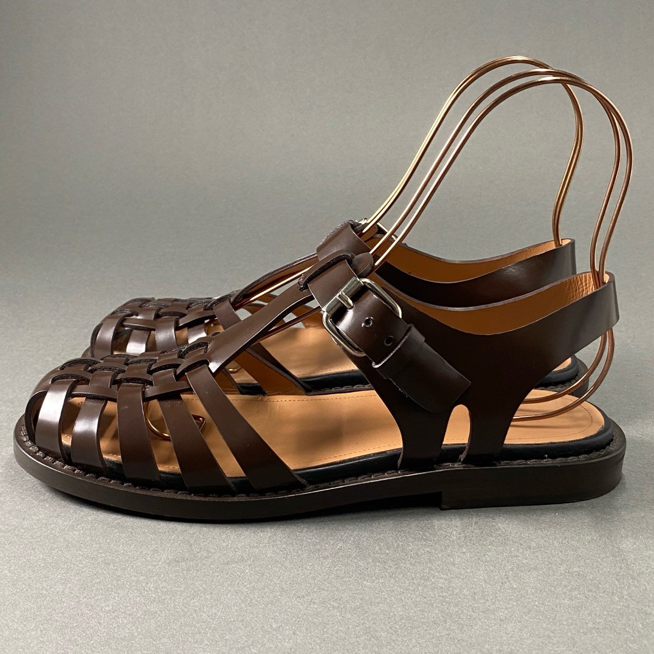 3f26 【美品】イタリア製 MARNI 2020モデル マルニ レザーサンダル グルカサンダル サイズ40 ブラウン メンズ 男性用 靴