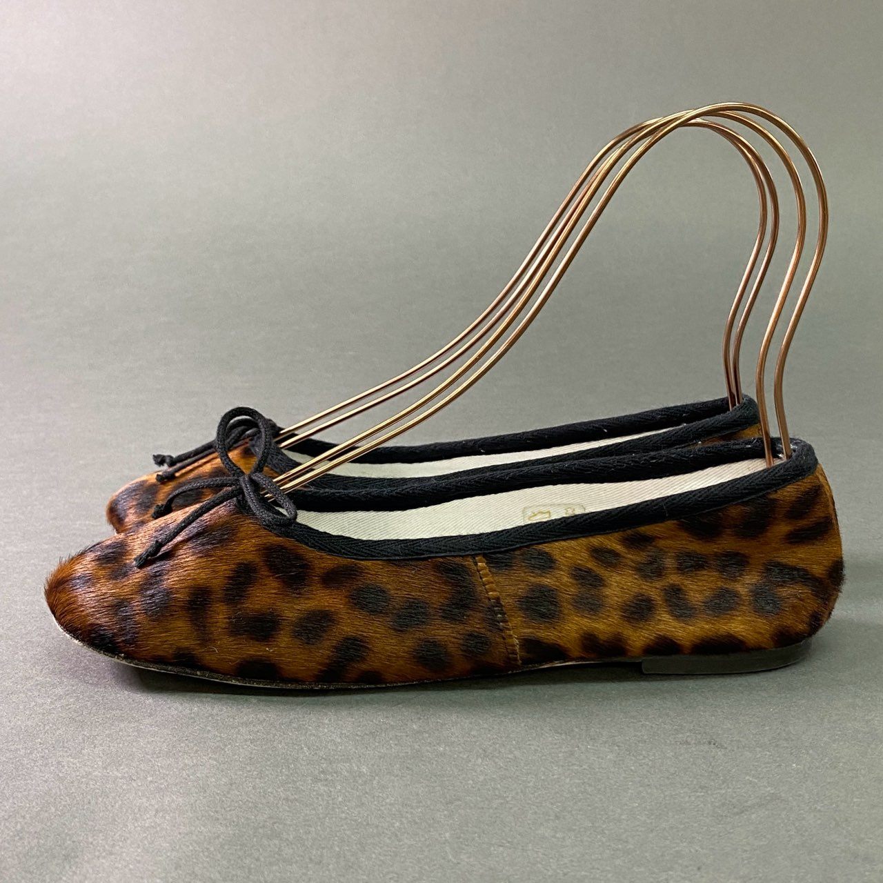 4j24 CATWORTH キャットワース Slip on Ballet Shoe ハラコ レオパード バレエシューズ 4 1/2 ブラウン DANCE SHOES イングランド製