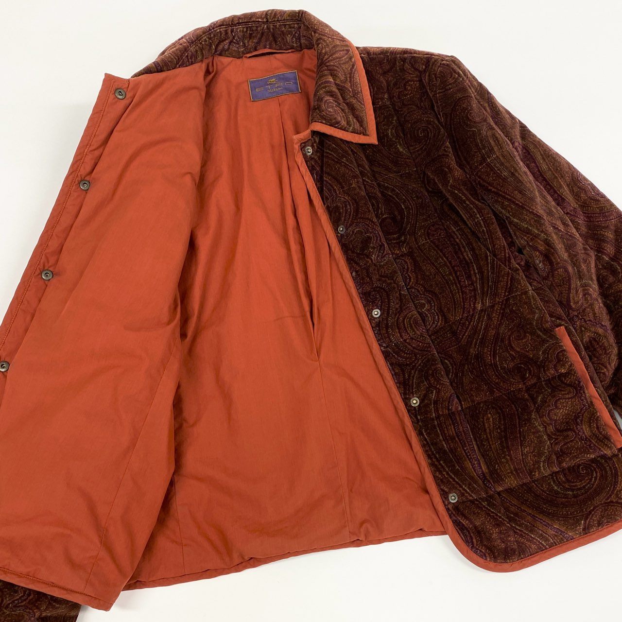 45j15 ETRO エトロ ベロアジャケット カバーオール キルティングジャケット ペイズリー 46サイズ マルチカラー レディースu02t