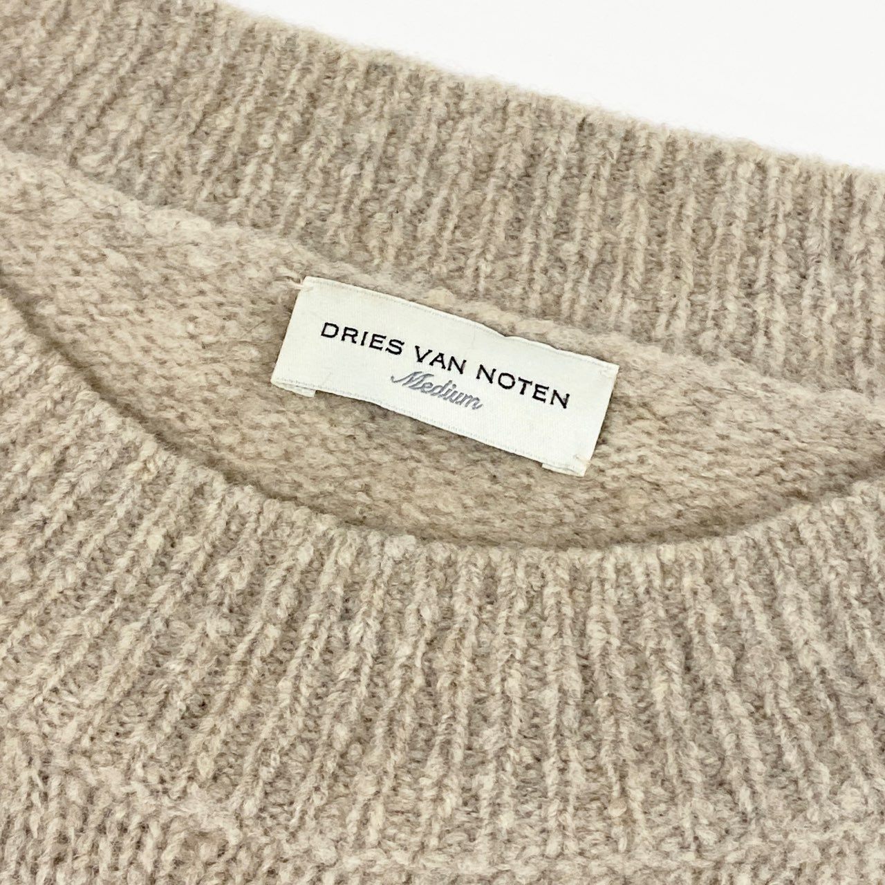 70a15 DRIES VAN NOTEN ドリスヴァンノッテン クルーネックニットセーター トップス プルオーバー 1157-343-0476 Mサイズ ベージュ