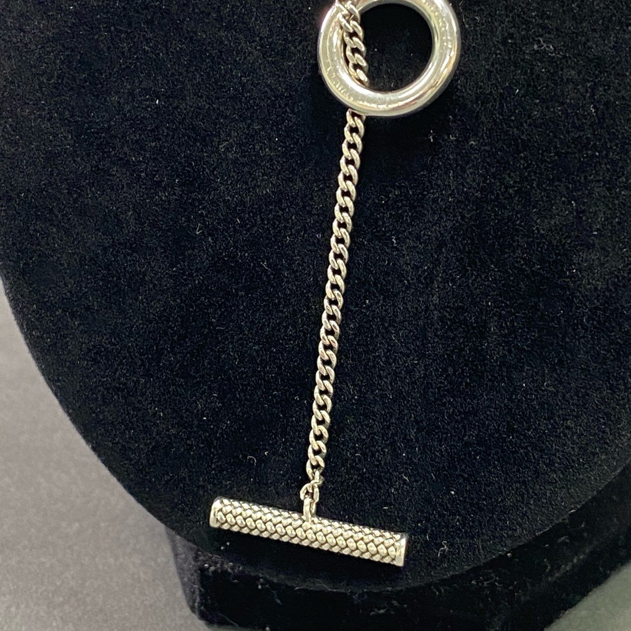 c19 《美品》 BOTTEGA VENETA ボッテガベネタ 現行品 トグル イントレチャート ネックレス アクセサリー シルバー