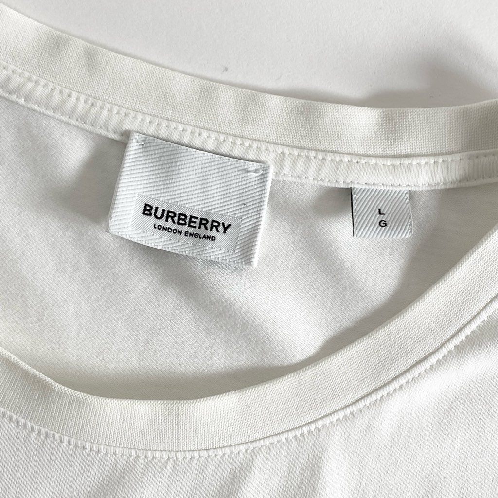 14e22 BURBERRY バーバリー クルーネック Tシャツ MONOGRAM MOTIF COTTON TBロゴ カットソー 半袖 8014021 L ホワイト コットン