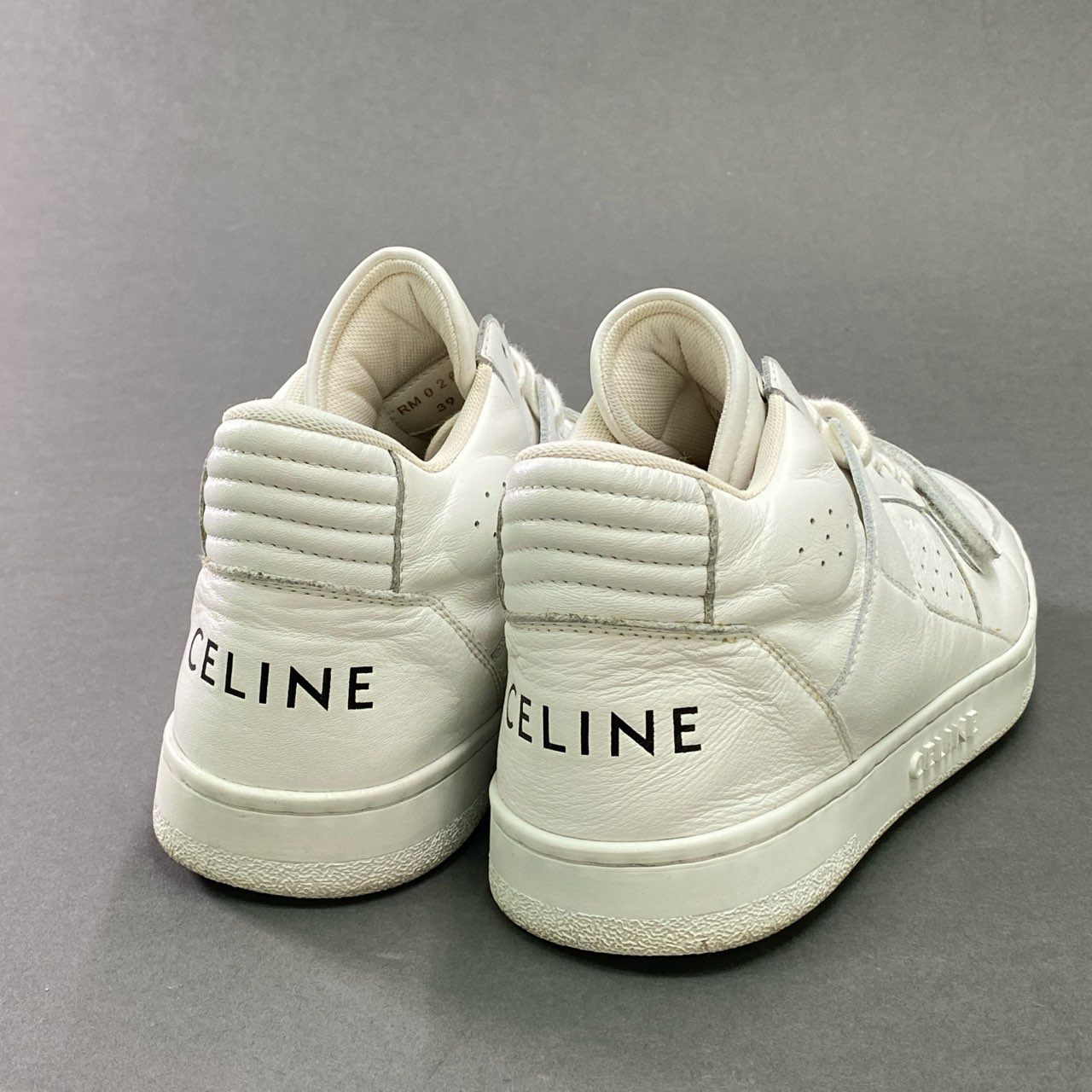 3c26 CELINE セリーヌ CT-02 ベルクロストラップ ミドルカット スニーカー 39 ホワイト レザー シューズ