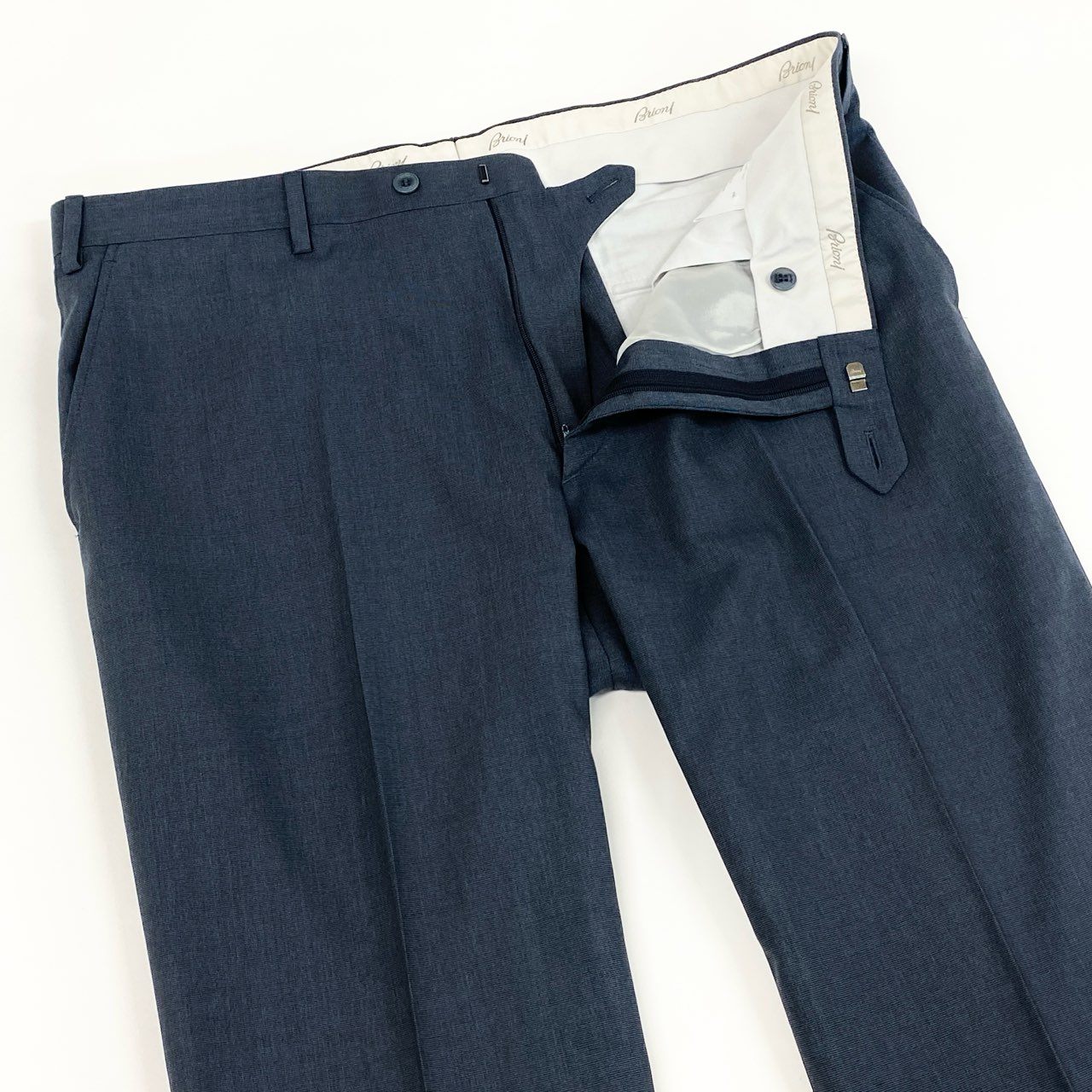 28f14 Brioni ブリオーニ テーパードパンツ ボトム フォーマル シルク混紡 イタリア製 メンズ 男性用 54R ネイビー