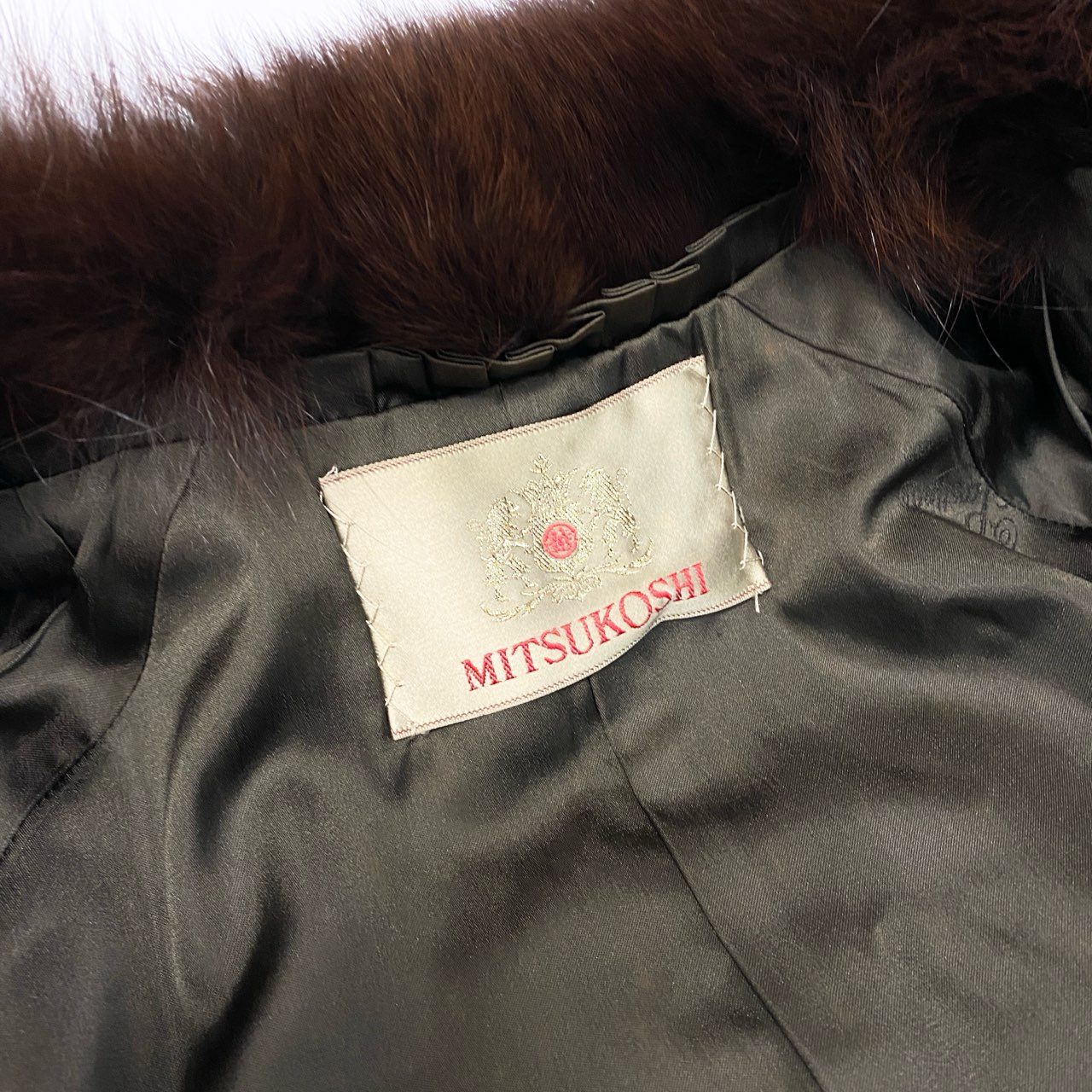 45a15 MITSUKOSHI 三越 レッドフォックス × シェアードファー コート サイズF ブラウン 本毛皮 Red Fox Fur Coatt18r