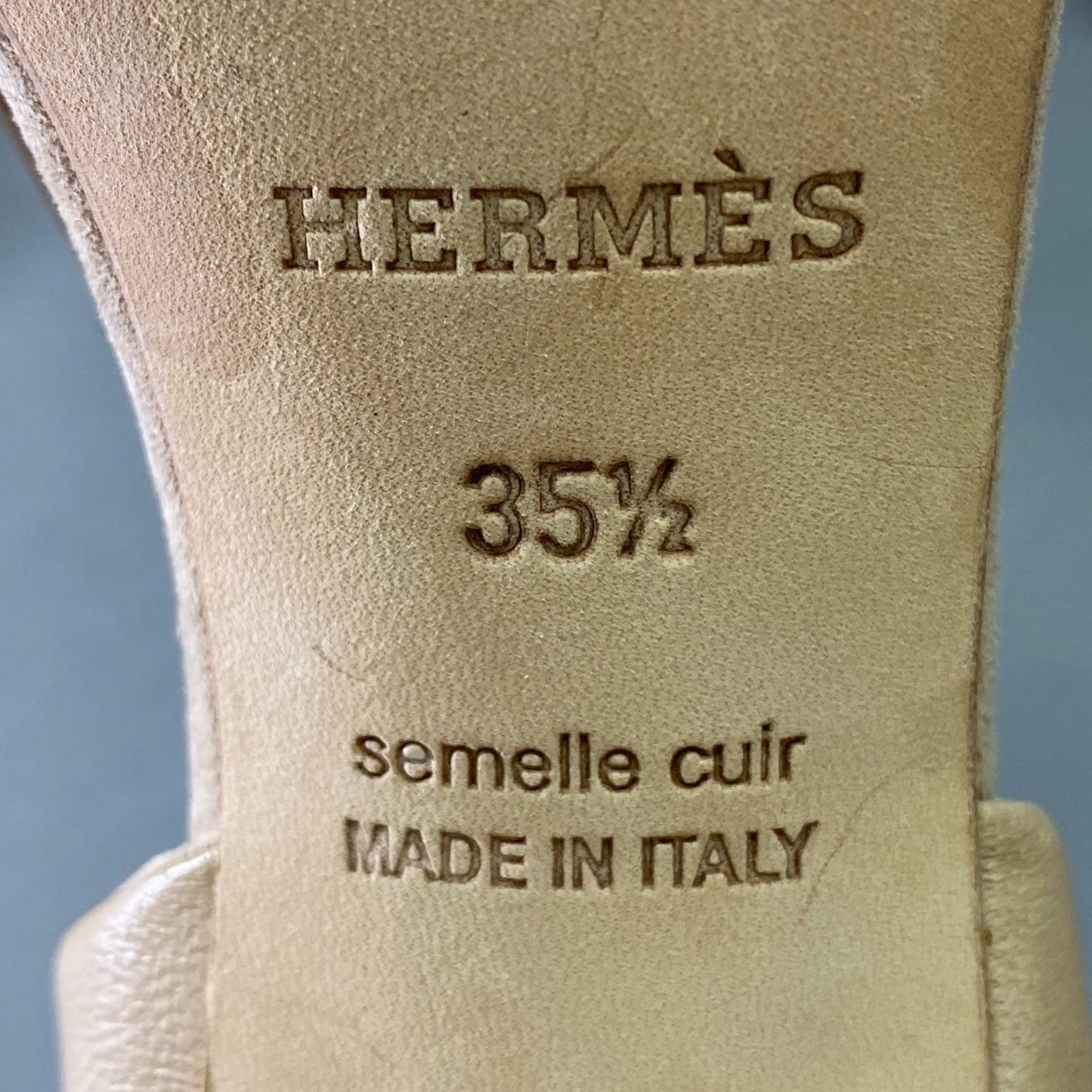 4e5 HERMES エルメス ロープストラップ ヒールサンダル 35 1/2 ベージュ スウェードレザー イタリア製 スエード パンプス レディース