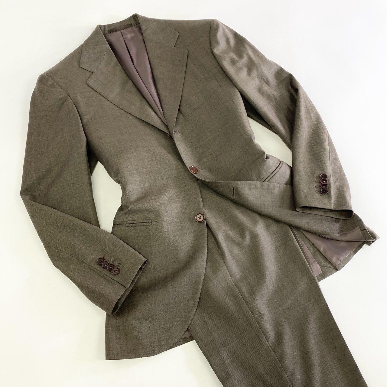 39k13 LIVERANO&LIVERANO リベラーノアンドリベラーノ シングルスーツ セットアップ テーラードジャケット/スラックスパンツ サイズ44 カーキ系 ウール100% メンズ イタリア製