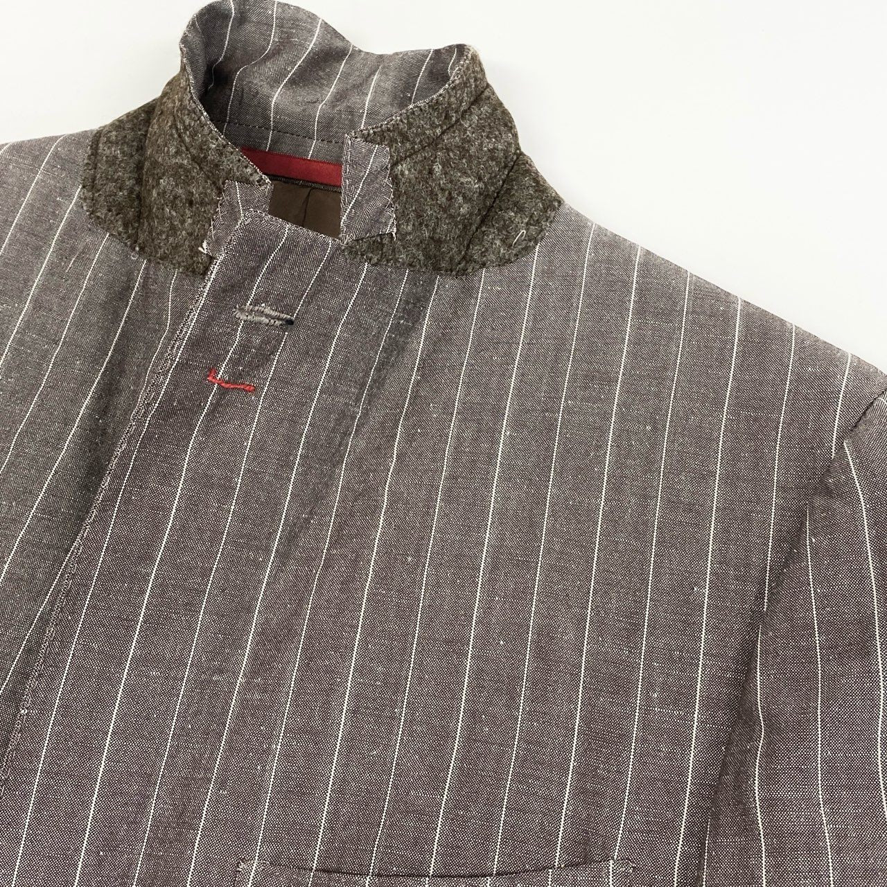 29g28 ISAIA NAPOLI イザイア ナポリ イタリア製 セットアップ スーツ テーラードジャケット パンツ ボトムス 背抜き ストライプ 46 ブラウン メンズ