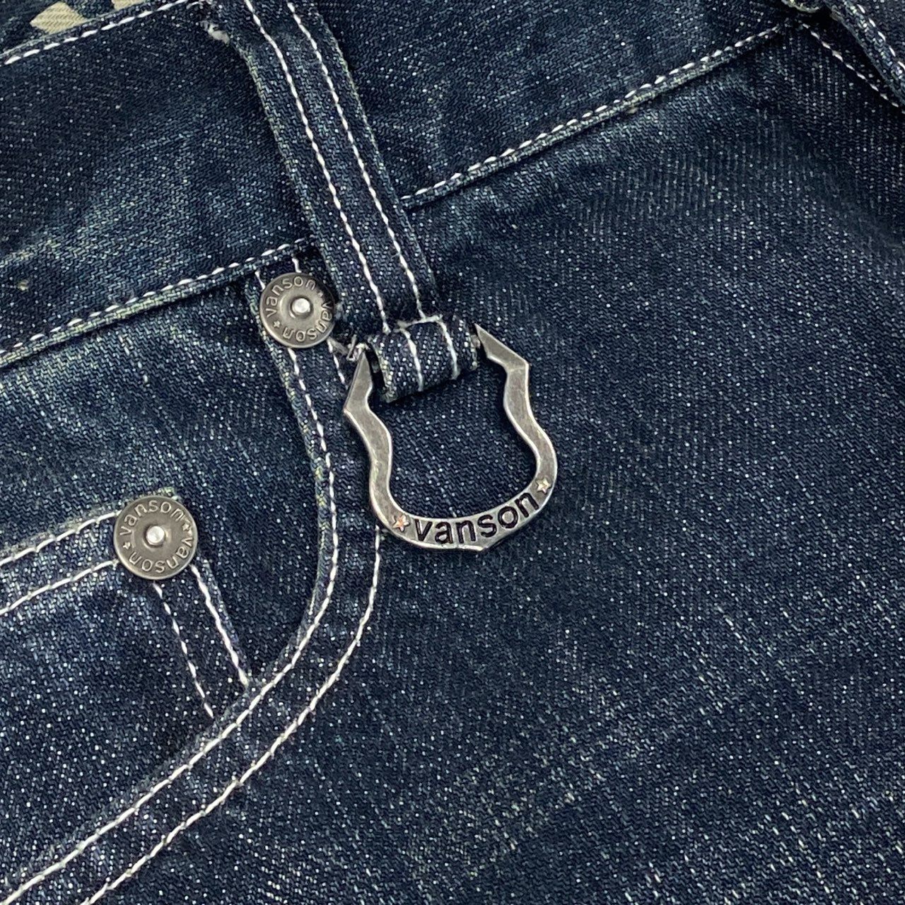 3a27 《未使用保管品》タグ付 VANSON バンソン スカル ウィング 刺繍 USED加工 デニムパンツ ジーンズ ボトムス SP-B-14 34 インディゴブルー コットン