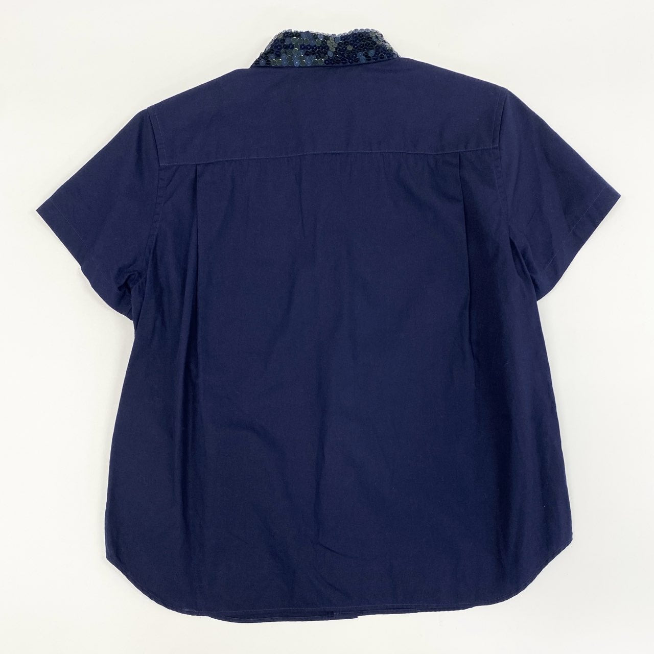 10F11 COMME des GARCONS tricot トリコ コムデギャルソン AD2001 襟スパンコールデザイン 半袖シャツ サイズM ネイビー レディース デザイナーズ