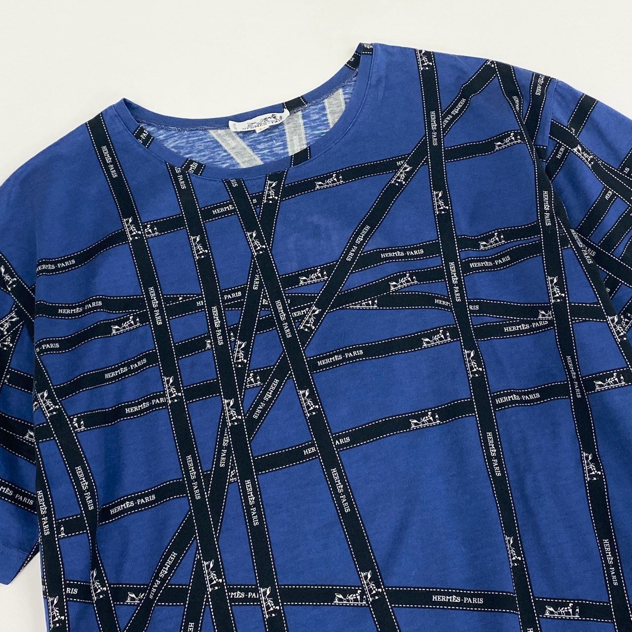 20k21 HERMES エルメス マルジェラ期 ボルデュック Tシャツ M ブルー カットソー 半袖TEE イタリア製