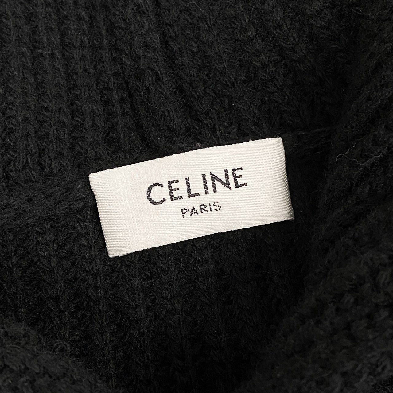 7i25 《美品》CELINE セリーヌ グラデーションロゴニットパーカー 22AW エンブロイダリーニット スパンコール 2A10X66Q Sサイズ ブラック メンズk02i