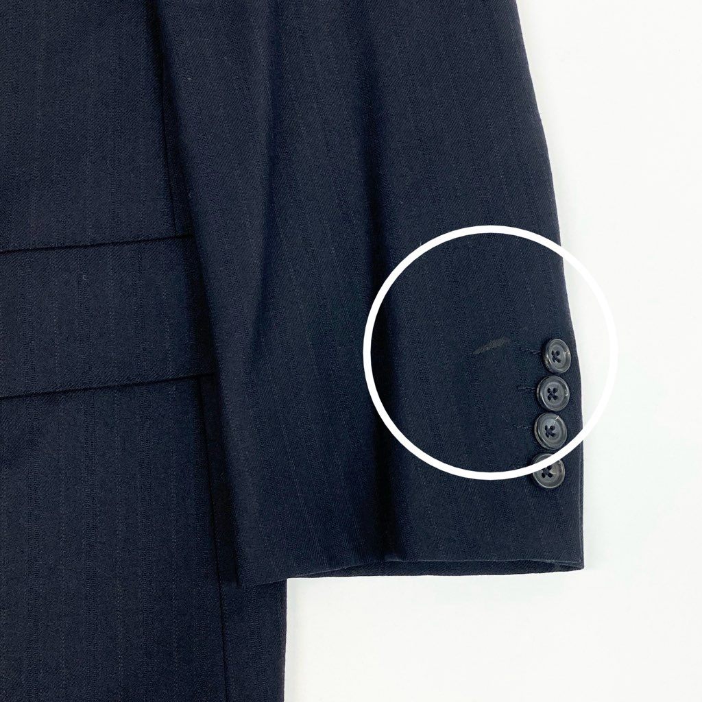 62l24 Burberry's バーバリーズ スーツセットアップ テーラードジャケット スラックス カシミヤ混 ストライプ BB5サイズ ネイビー メンズo07t