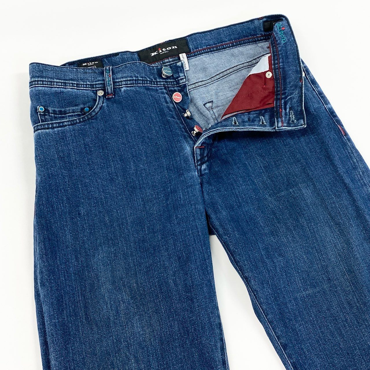 25f14 Kiton NAPOLI キートン キトン デニムパンツ ジーパン 5ポケットパンツ ボトムス サイズ32 インディゴブルー コットンポリウレタン メンズ イタリア製
