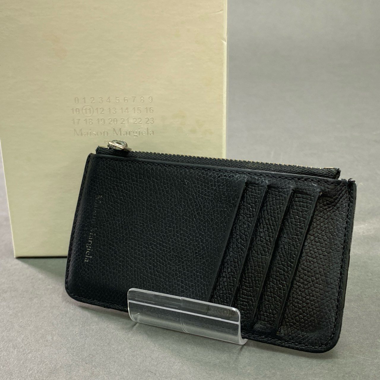 b7 Maison Margiela メゾンマルジェラ 4本ステッチ レザーコインカードケース S55UA0023 ブラック 小銭入れ 名刺入れ イタリア製 箱付き