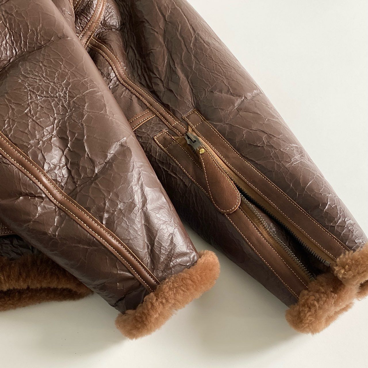 31d12 EASTMAN LEATHER CLOTHING イーストマンレザー R.I.F フライトジャケット ムートンジャケット 36 ブラウン メンズ flying jacket