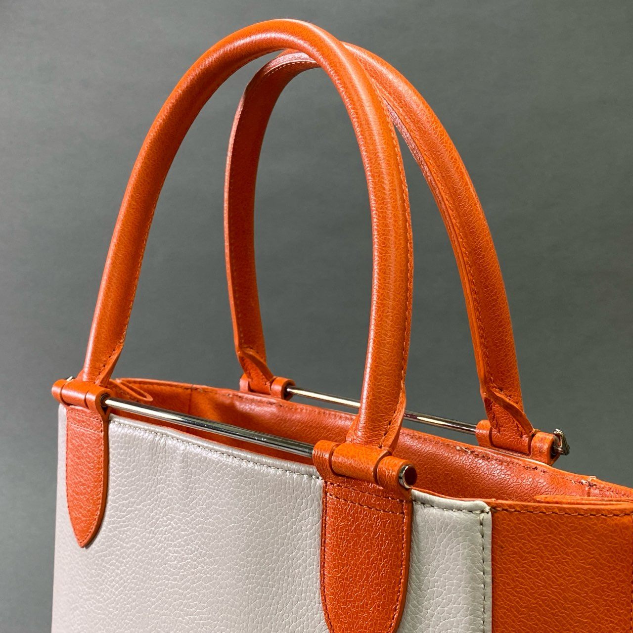 Ac6 ASPREY アスプレイ レザートートバッグ オレンジ Leather ワンショルダー カバン 高級 サイドジップ 保存袋付き