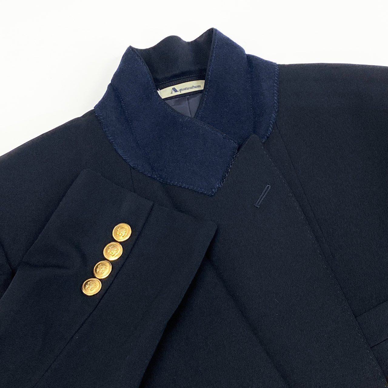 37f24 Aquascutum アクアスキュータム テーラードジャケット ブレザー 紺ブレ ダブルジャケット レディース 女性用 6120300 9 ネイビー